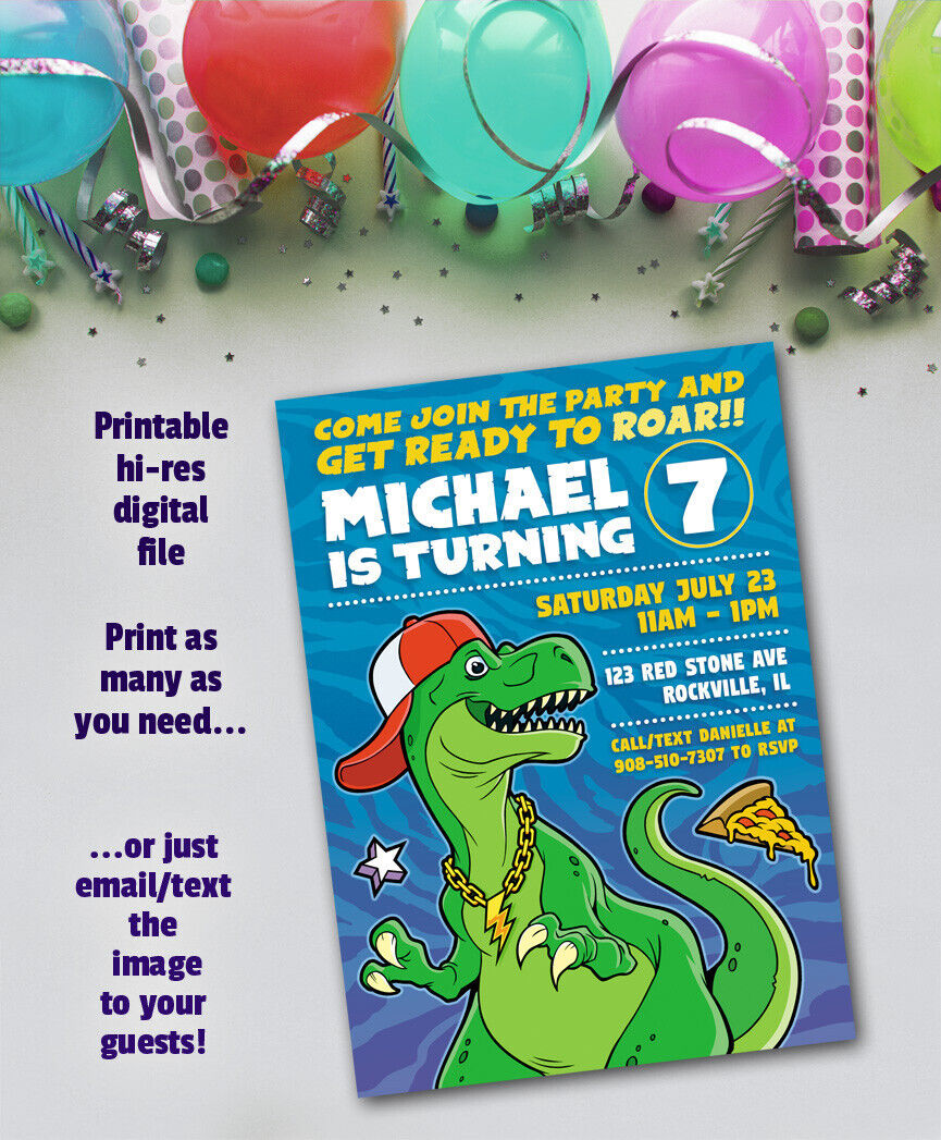 You Print It - T-rex Birthday Party Invitation Digital Personalized Dinosaur Pdf