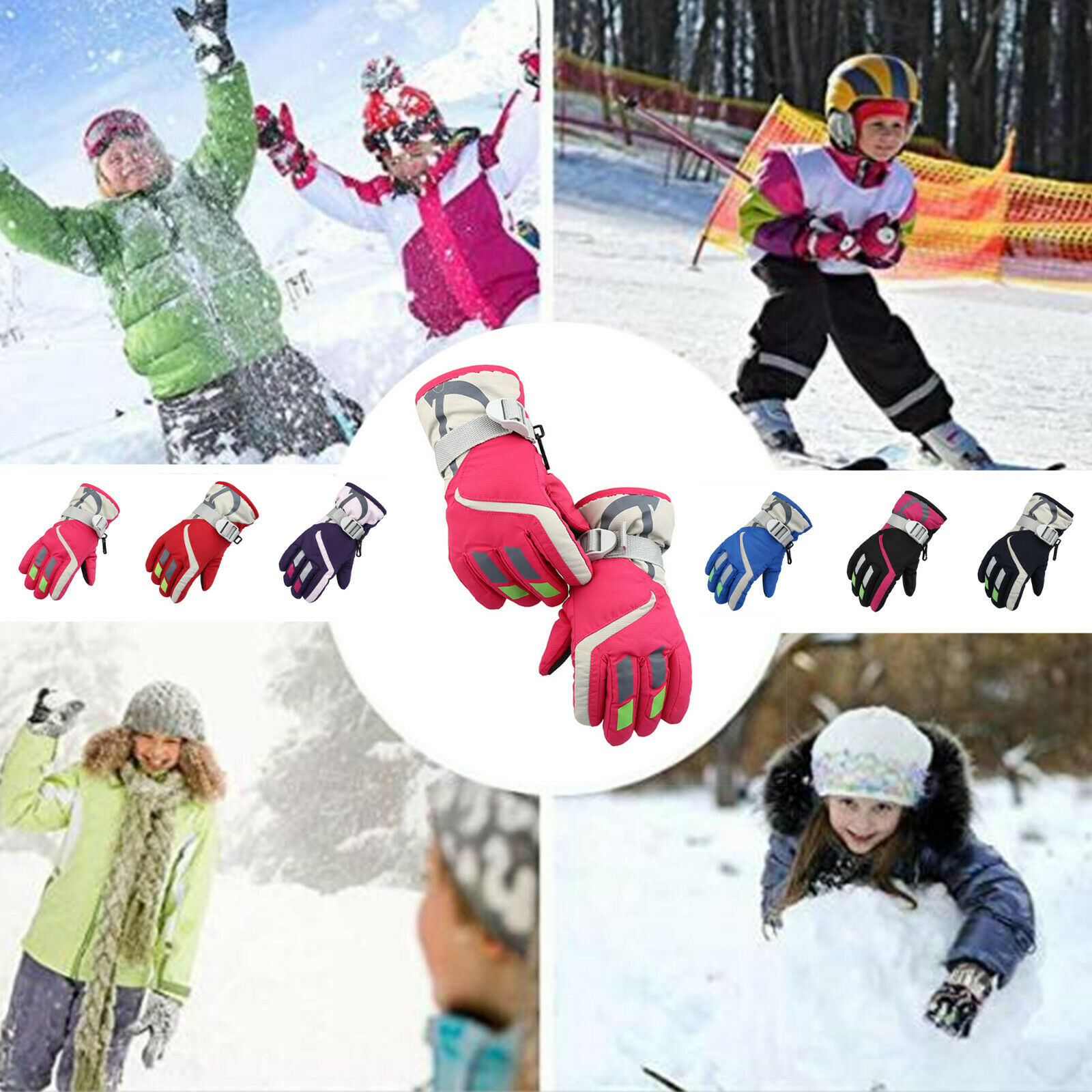 For Kids Boys Girls Ski Gloves Warm Waterproof  Breathable Sports Snow Gloves