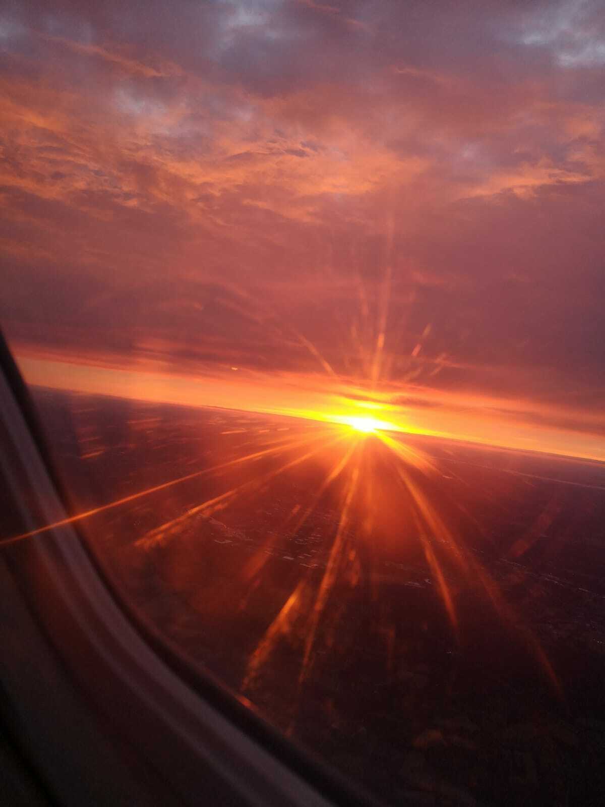 Sunrise Flight Over Philadelphia Photo Virtual Postcard #043t1c By Helena Baru