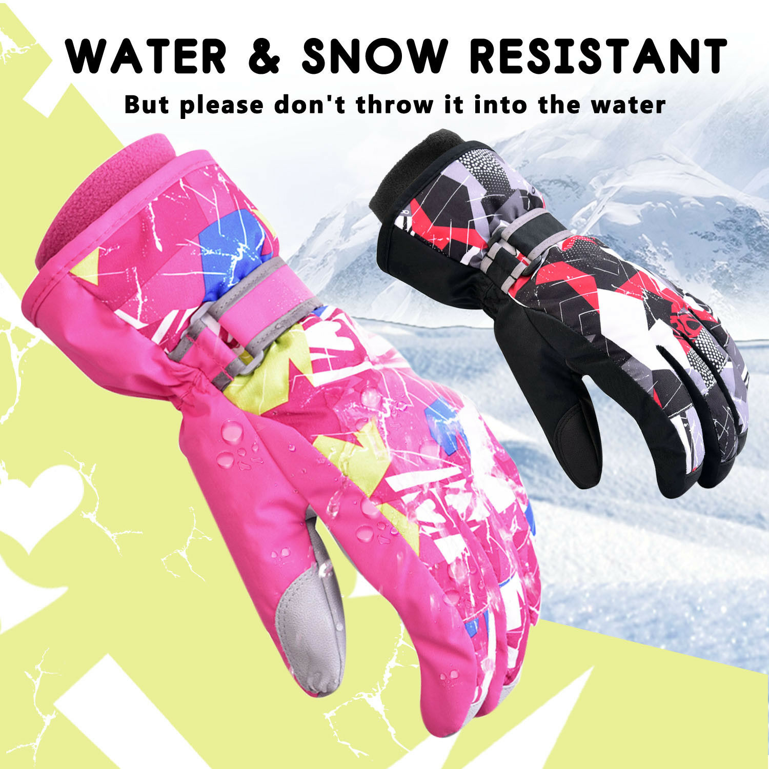 For Kids Boys Girls Waterproof Winter Warm Ski Snowboard Gloves Outdoor Sports