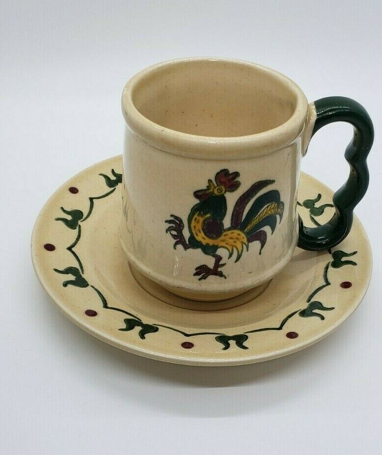 Poppytrail Homestead Provincial Colonial Heritage Metlox Rooster~ Mug And Saucer