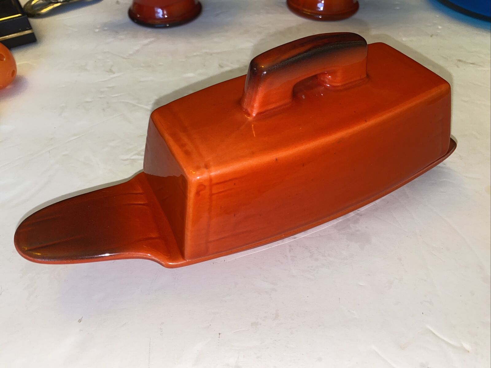 Vintage Mcm Metlox Poppytrail Red Rooster Lidded Butter Dish Mid Century Modern