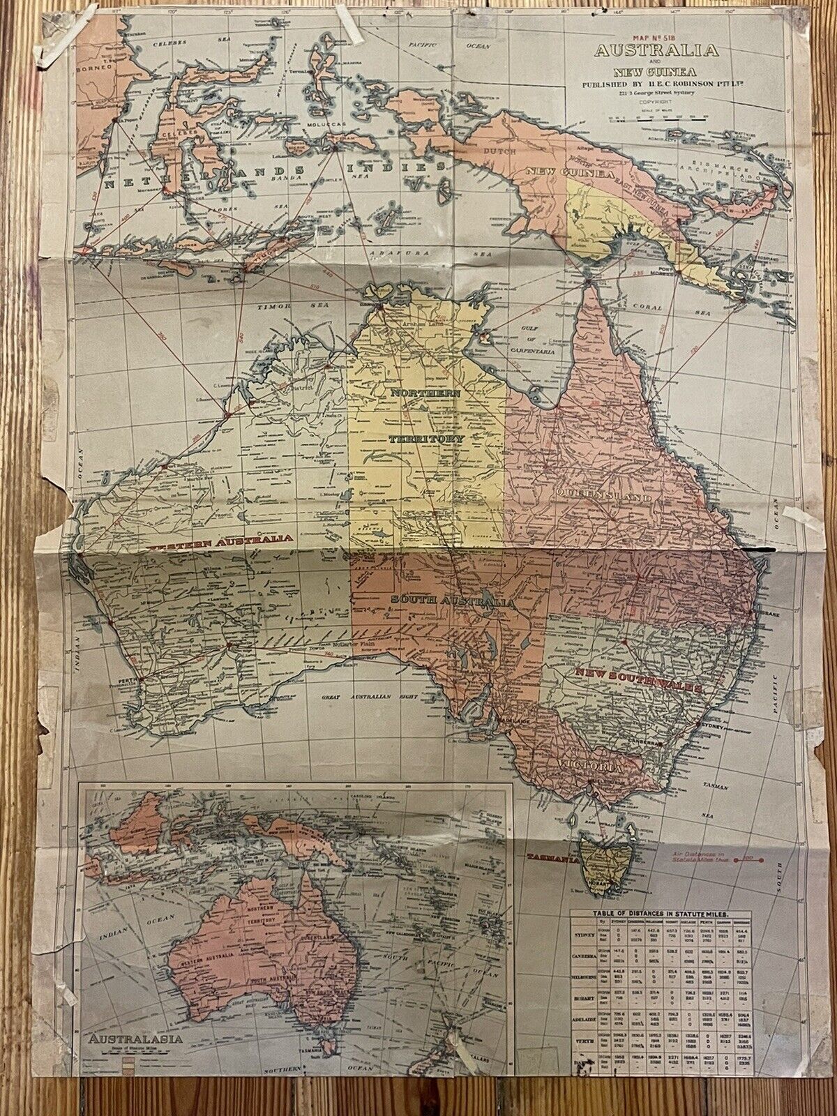 Original Wwii Used Map Australia & New Guinea￼ Map No. 518