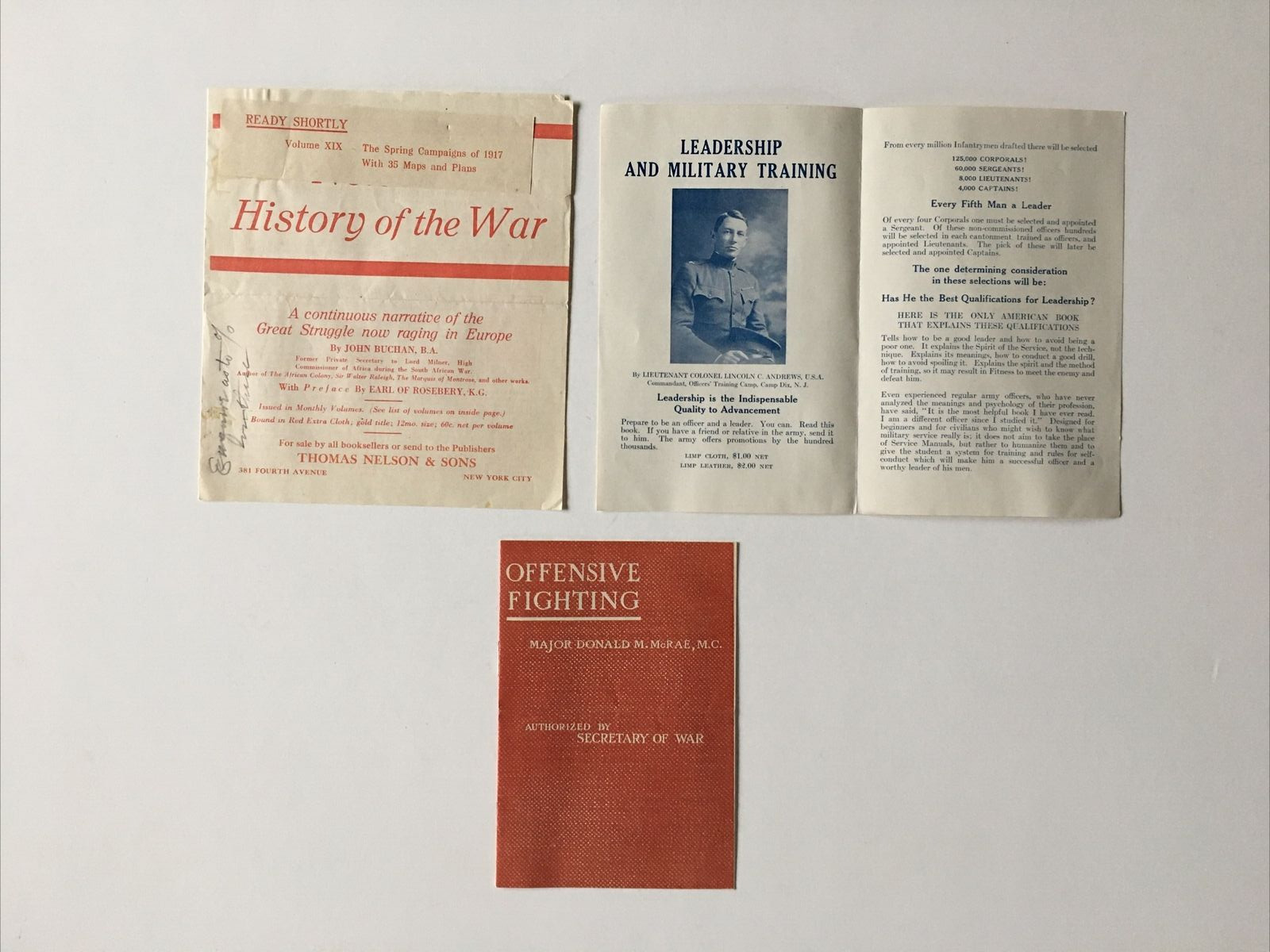 Lot Ww1 Military Offensive Fighting Book Pamphlet + Nelsons History Of War +