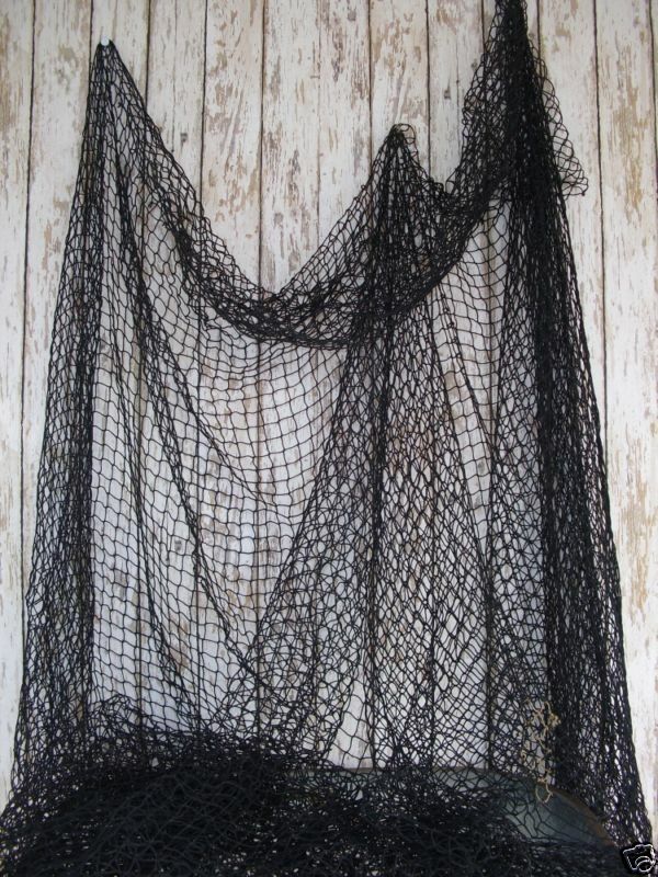 Authentic Fishing Net ~ 10'x10' Black ~ Crab, Lobster Trap ~ Old Vintage Netting