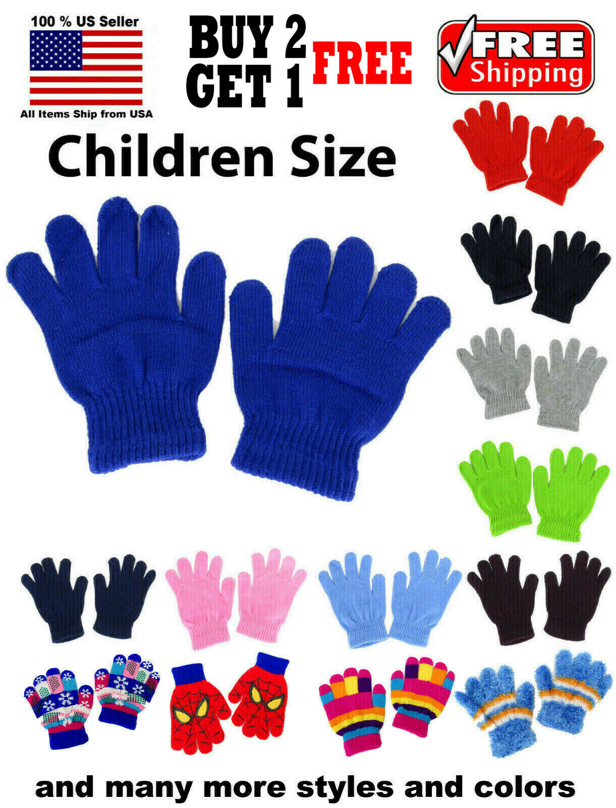 Kids Children Winter Warm Knit Knitted Casual Gloves Stretch One Size