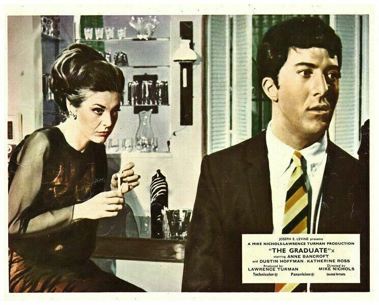 The Graduate Original Lobby Card Dustin Hoffman Anne Bancroft In Hotel Bar 1967